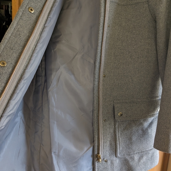 J. Crew Gray  Coat with Faux Fur Trim - Picture 4 of 5
